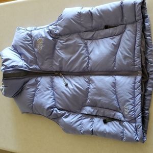 North Face lavender puffy vest, sz xs